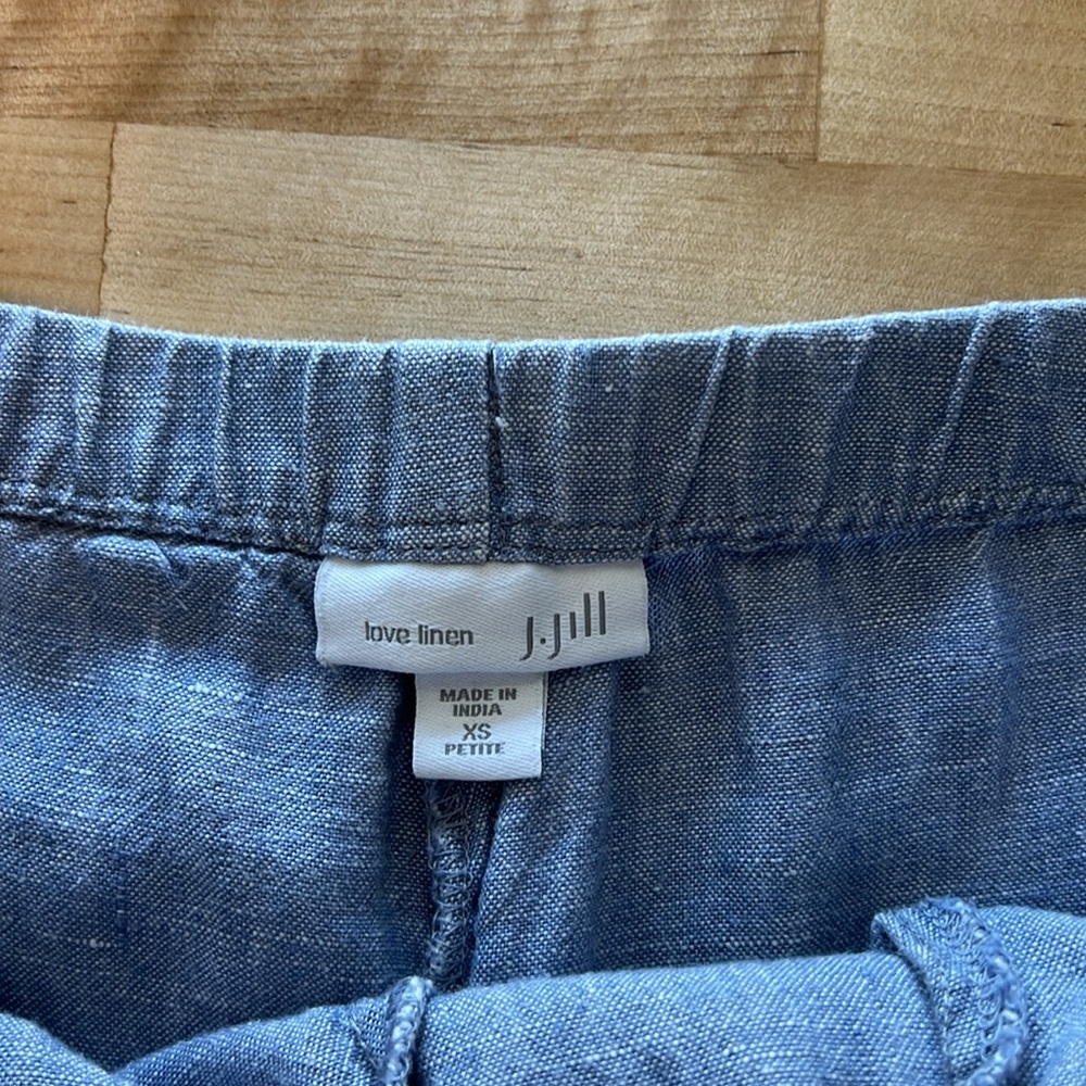 J. Jill Linen Pocket Mid-Rise Wide Leg Capri Pants, XS Petite - Picture 7 of 8